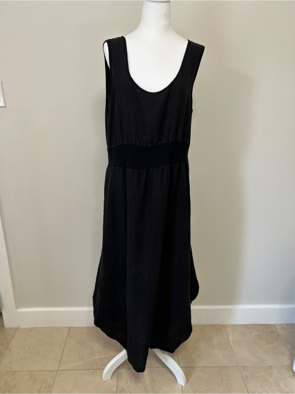 Cut Loose Women’s Size XL Cotton Linen Black Sleeveless Midi Dress lagenlook